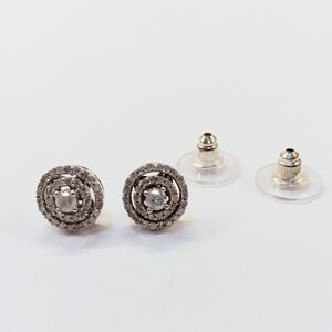 Diamond Sterling Minimalist Pierced Earrings Tiny Read Entire Description